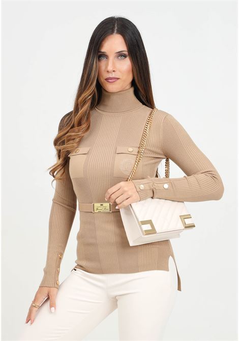 Maglioncino a collo alto beige da donna con cintura ELISABETTA FRANCHI | MK11B46E2032